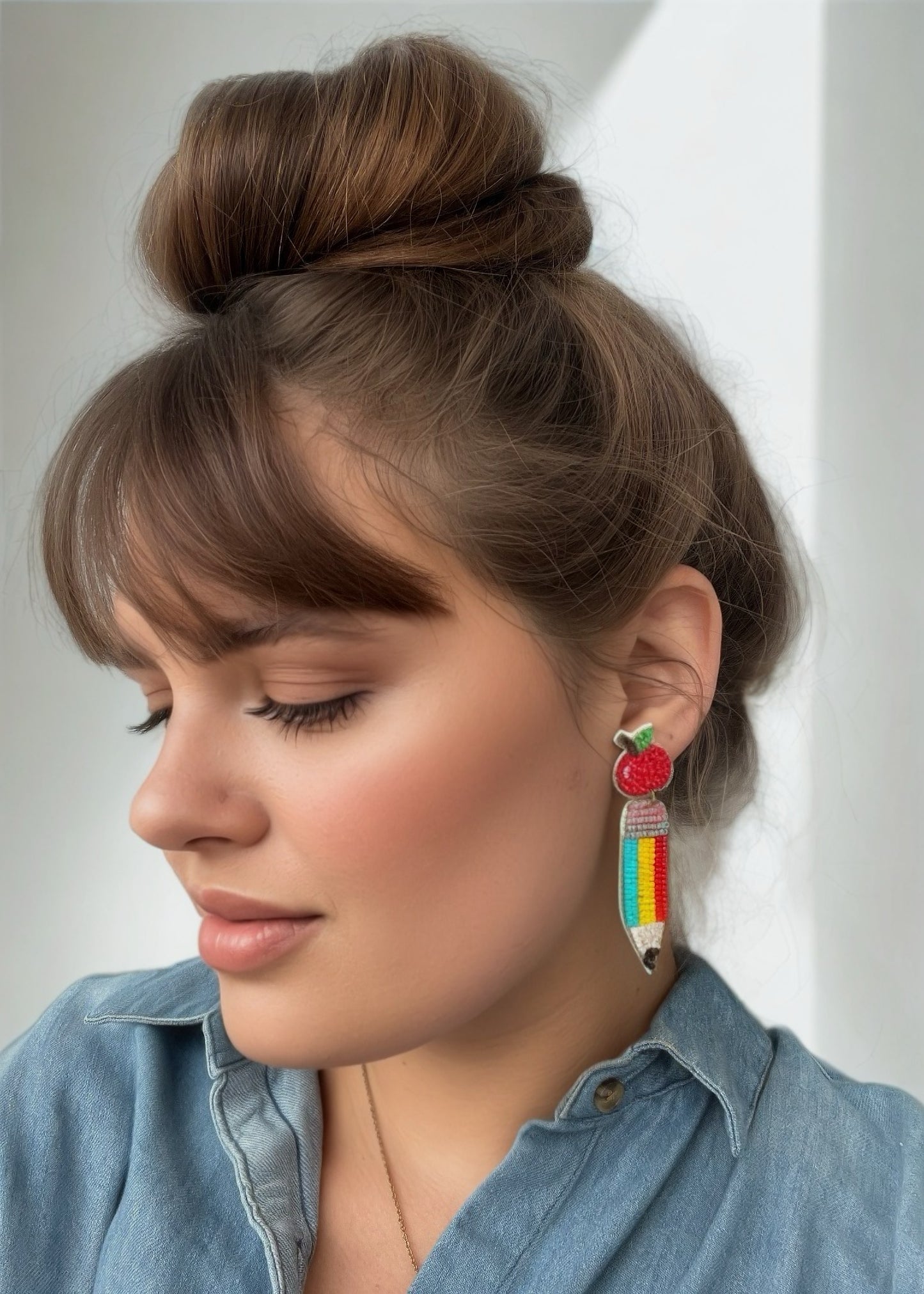 Pencil Beaded Statement Earrings