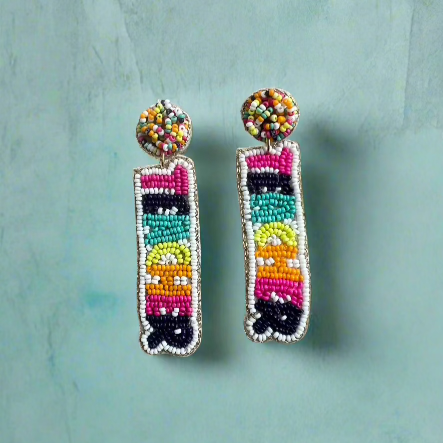 TEACHER Beaded Statement Earrings